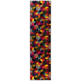 Flair Rugs "Dynamic", bunt (multi), B:66cm H:10mm L:230cm, Polypropylen, Teppiche, Läufer, fußbodenheizungsgeeignet, Cube Muster, bunt, Wohnzimmer, Läufer