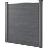 [neu.holz] Lamellenzaun 531 x 183 cm Grau/WPC