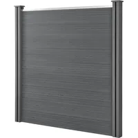 [neu.holz] Lamellenzaun 531 x 183 cm Grau/WPC