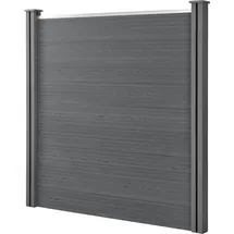 [neu.holz] Lamellenzaun 531 x 183 cm Grau/WPC