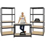 Proregal Mega Deal 2x Schwerlastregal Slim Elephant M HxBxT 180 x 90 x 60 cm & 1x Höhenverstellbare Werkbank Slim Dino HxBxT 90 x 120 x 60 cm Schwarz
