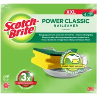 Scotch-Brite Reinigungsschwamm Classic XXL, Extra kraftvolle Vliesseite, gelb/grün, 4er Pack - Zur Reinigung von großen Töpfen, Pfannen und Grills