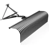 Wiltec Rasentraktor Heuharke mit 152 cm Arbeitsbreite, Heurechen mit 32 Harkenzinken, Rechen mit 3-punkt-aufstecksystem mit 360° Drehung