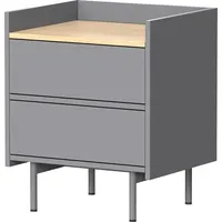 Vichy Vichy, Nachttisch, Nachttisch Velina, Grau/Eiche, 48 x 58