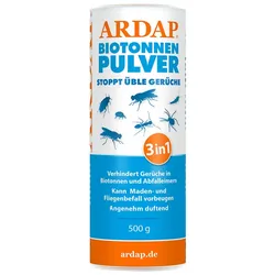 ARDAP® Biotonnenpulver 500g - zum Schutz vor Maden & gegen Gerüche, Citrusduft, biologisch abbaubar