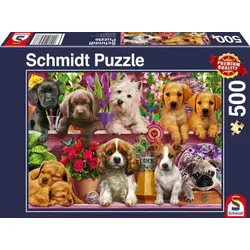 SCHMIDT SPIELE 58973 Puzzle 500 Teile Hunde im Regal