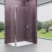 mai & mai Walk-In Duschwand Duschabtrennung 60x200cm 8mm Klarglas mit 30cm Nebenteil ESG-Sicherheitsglas mit Nanobeschichtung Runder Stabilisator B... - Transparent