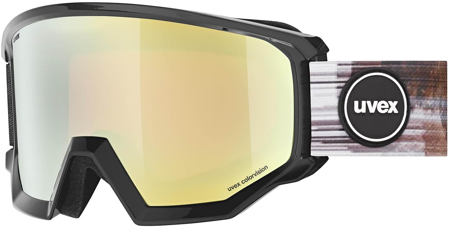 uvex Athletic CV Skibrille Brillenträger (Farbe: 2530 black, mirror gold/colorvision orange (S2))