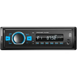 Rimoody DAB Autoradio 1 Din Bluetooth Autoradio mit Bluetooth Freisprecheinrichtung FM Radio/DAB/DAB+/USB/TF/Aux in/EQ MP3 Player mit Lenkradsteuerung Radio Stereo Schnellladefunktion