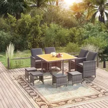 vidaXL Garten-Essgruppe 9-tlg. Grau