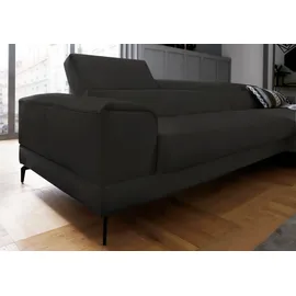 W.Schillig Ecksofa "piedroo, Designsofa mit tollem Sitzkomfort, bequem, L-Form", schwarz (schwarz z59), B:343cm H:70cm T:193cm, Longlife Xtra-Leder Z59: Glattleder mit modischer Prägung.