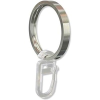 Interdeco Gardinenstangen Ringe mit Faltenhaken, Gardinenringe in Edelstahl Optik für 16 mm Ø (16 Stück)