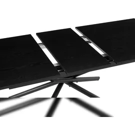 Mendler Esszimmertisch HWC-O57, Ausziehtisch Esstisch, Eisen MDF ausziehbar 160-200x90cm ~ Stein-Optik schwarz