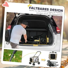PawHut Hundewagen 2 in 1 Khaki bis 10 kg