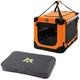 Maelson Soft Kennel Neon Orange 52 cm + Lounge Mat - Transportbox mit Matratze für Hunde