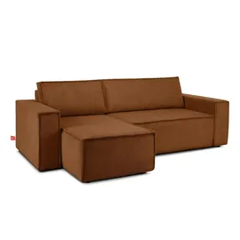 Konsimo Eckcouch Cordstoff 2-Sitzer Orange