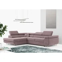 MKS MÖBEL Ecksofa GUSTAW-L, Set, Wellenfedern, T30-Schaum, Bettkasten, Kopfstützen, mit Schlaffunktion und Bettkasten, L-Form, Wohnlandschaft rosa