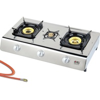 NJ Edelstahl Gaskocher 3 flammig Propan Gastro Gasherd Camping-Gaskocher