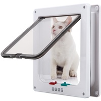 TKOOFN Pet Mate 4-Wege Verschluss Katzentür Katzenklappe Haustier Tür Freilauftür (Weiß, M)