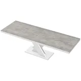 Design Esstisch Tisch HEN-111 Grau Beton - Weiß Hochglanz ausziehbar 160 bis 256 cm - Grau