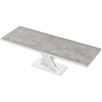 Design Esstisch Tisch HEN-111 Grau Beton - Weiß Hochglanz ausziehbar 160 bis 256 cm