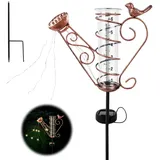 YANGUN Regenmesser für Garten Frostsicher, Niederschlagsmesser mit Erdspieß und Licht, Outdoor Regenmesser Glas Regenwassermesser, Solarenergie Regenmesser Glas für Garten,Rasen,Terrasse (Eisenkessel)