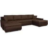 Wohnlandschaft mit Schlaffunktion Faris U-Form - Couch, Schlafsofa mit Bettkasten, Couchgranitur mit Bettfunktion, Big Sofa, Bettsofa (Braun (Madryt 128 + Inari 24))