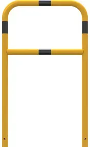 Schake Abweisebügel aus Stahlrohr Ø48mm Breite: 700mm, Höhe: 1200 mm + Querholm, beschichtet, gelb / schwarz
