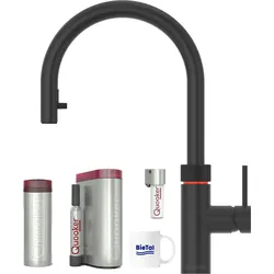 BieTal® Quooker Wasserhahn Flex schwarz & PRO3 & sprudelndes Wasser CUBE mit CUBE Filter