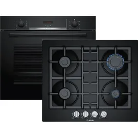 Bosch Backofen HBA534EB0 mit Gaskochfeld PNP6B6B90 - autark, 60cm -