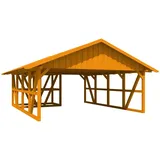 SKANHOLZ Doppel-Carport 684 x 772 cm eiche hell inkl. Abstellraum