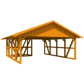 SKANHOLZ Doppel-Carport 684 x 772 cm eiche hell inkl. Abstellraum