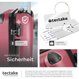 Tectake tectake® Hartschalenkoffer-Set, Cleo 4-teilig, 3 Trolleys, 1 Beauty Case inkl. Kofferwaage und -anhänger - Rot