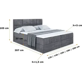 altdecor BOXBETT mit Matratze und Lattenrost, - ARDENI - 160x200 cm - H4 - Dunkelgrau