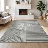 Mia ́s Teppiche Atlas moderner Wohnzimmer Teppich Kurzflor mit Hoch-Tief-Effekt, 3D Struktur, hoher Florqualität – perfekt für Schlaf- & Wohnbereiche, Grau, 160 x 230 cm