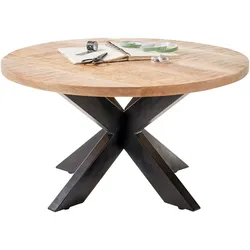 Couchtisch STOLKOM "Ace", braun (braun, schwarz, mango), Tische, rund, Tisch in Massivholz Mango