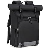 NEWHEY Rolltop Rucksack Herren Damen Laptop Rucksack 17,3 Zoll Schulrucksack Wasserdichter Daypacks Reisen Lässiger Wander Arbeit Rucksack