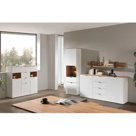 hom'in Sideboard 180 x 91 x 44 cm Weiß / Eiche Artisan