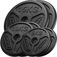 Olympia Guss Hantelscheiben-Set Gewichte mit ø50/51 mm Bohrung | Set 60 kg / 2 x 15 kg + 2 x 10 kg + 2 x 5 kg - Marbo Sport