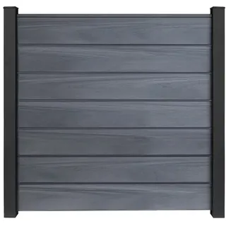 GroJaSolid Grande Premium Steckzaun Quadratisch WPC / BPC, Steingrau co-ex.