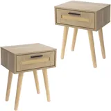 ML-Design Nachtschrank 2er Set 40 x 50,5 x 30 cm Beige/Braun