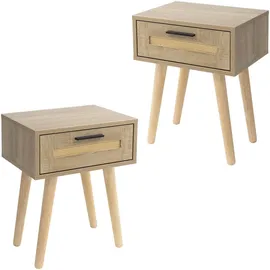 ML-Design Nachtschrank 2er Set 40 x 50,5 x 30 cm Beige/Braun