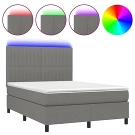vidaXL Boxspringbett 140 x 200 cm Dunkelgrau
