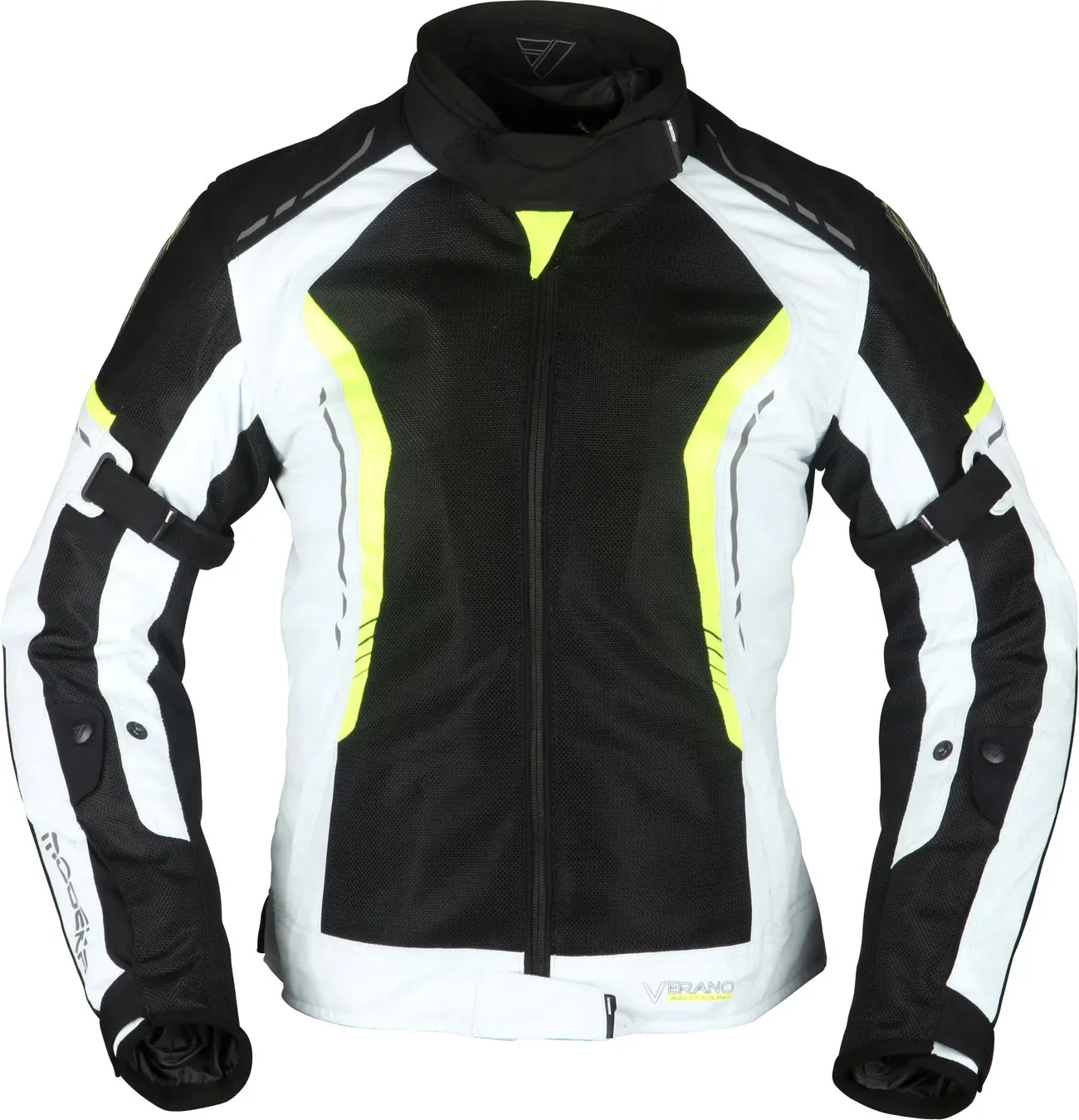 Modeka Khao Air, veste textile imperméable pour femmes - Noir/Gris Clair/Jaune Néon - 40