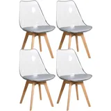 4 Chaises Tulipes Salle À Manger Scandinaves Bm Home Salle De Bureau, Pieds En Bois De Hêtre Massif, Bleues