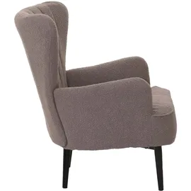 Mendler Lounge-Sessel HWC-K37 Bouclé 75 x 80 x 75 cm hellgrau mit Kissen