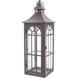 Dekoleidenschaft Laterne aus Metall & Glas 45 cm hoch Hängelaterne braun