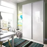 Dmora - Kleiderschrank 2 Türen Denali, Kleiderbügel für Schlafzimmer, Schiebetürenschrank, 120x50h204 cm, Weiß