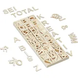 Relaxdays Holzbuchstaben Set, 162 tlg. Beige