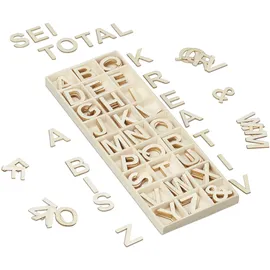 Relaxdays Holzbuchstaben Set, 162 tlg. Beige